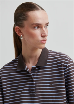 Verbie striped polo tee Chocolate Brown Second Female 